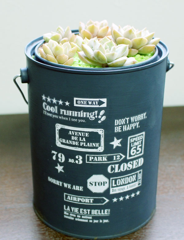 リメイク缶 リメ缶 多肉植物 植木鉢 - 花瓶・フラワースタンド